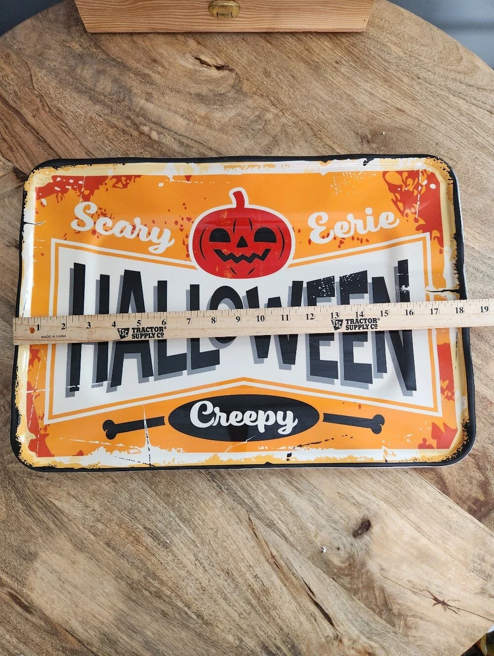 Halloween Distressed Retro Melamine Party Serving Tray - Scary, Eerie, Creepy